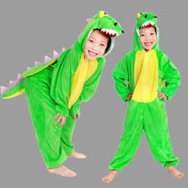 SCGEHA Dinosaur Children's Kigurumi Pajamas, Room Wear, Loungewear, Costume, Cosplay, Halloween, Costume, Kids, Animal Coverall, 2 Balloons Included (L)