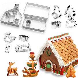Cookie Cutters Christmas Gingerbread House, Gingerbread House Cookie Cutter Set, 3D Gingerbread House House Shape, Christmas Gingerbread House Cookie Cutters Set Made of Stainless Steel (Set of 18