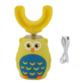 U Shaped Electric Toothbrush Ultrasonic Automatic USB Charging Cute Whole Mouth Toothbrush for Kids Yellow