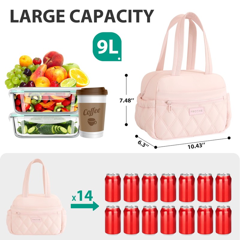 Veki Lunch Box for Women Men, Cute Reusable Insulated Lunch