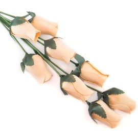 Peach Bunch of 8 Closed Bud Wooden Roses for Crafts Custom Bouquets and Other DIY Projects. Choose Form Over 60 Colors