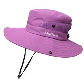 Women's Foldable Sun Hat, Summer Hat, UV Protection, Hiking Hat, Fishing Hat, Garden Hat, Waterproof, Outdoor Bush Hat with Adjustable Chin Strap, S-purple