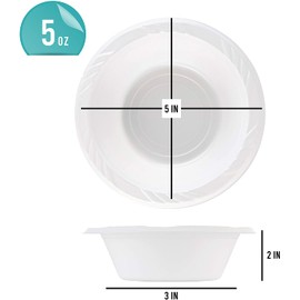 100 Count Disposable 5 ounce White Plastic Dessert Bowls