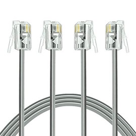 NECABLES (2 Pack) Telephone Cord 6ft Short RJ11 Cable 6P4C Male to Male for Landline Phone - 6 Feet