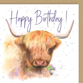 Highland Cow Quality Blank Birthday Card
