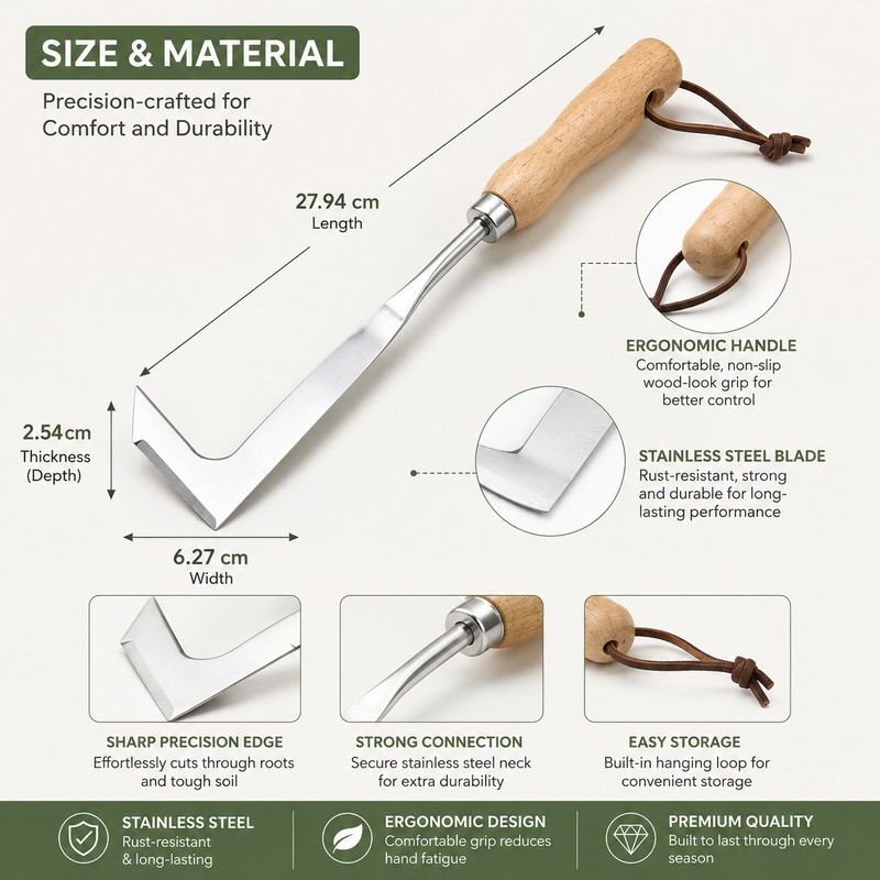 Crevice Weeding Tool for Patio Cracks – L-Shaped Stainless Steel