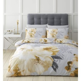 Catherine Lansfield Dramatic Floral Easy Care Single Duvet Set Ochre