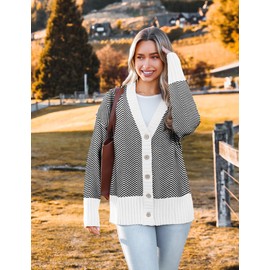 Zeagoo Women's Cardigan 2025 Fall Winter Open Front Oversized Button V Neck Loose Soft Knit Sweater