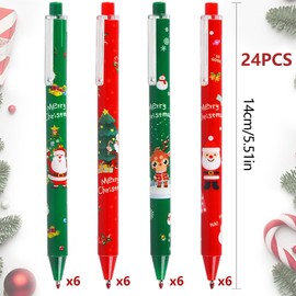 Zkaoai Pack of 24 Christmas Ballpoint Pens, 0.5 mm Printing Christmas Ballpoint Pens, Christmas Pens, Christmas Small Items Children, Christmas Pens for Students, Children and Colleagues