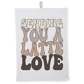Hippowarehouse sending you a latte love Tea Towel Eco Printed Dish Cloth Kitchen accessory 50cmx70cm 100% Cotton