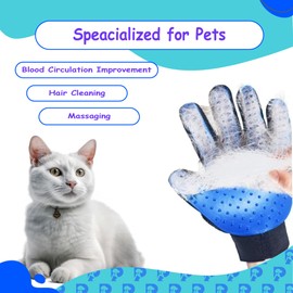 PETSPLICITY Dog Bath Gloves - Silicone Hair Removal Gloves for Dogs, Cats - Pet Grooming Mittens for Shedding, Bathing,Massaging. Flexible, Comfortable Adjustable Strap. for All Hair Types (Blue)