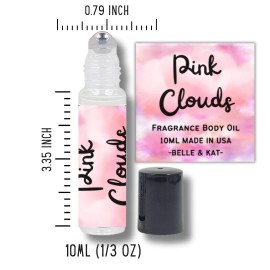 Fragrance Body Oil Roll-On Scented Pink Clouds - 0.33 Fl Oz (10ml) - Made in USA