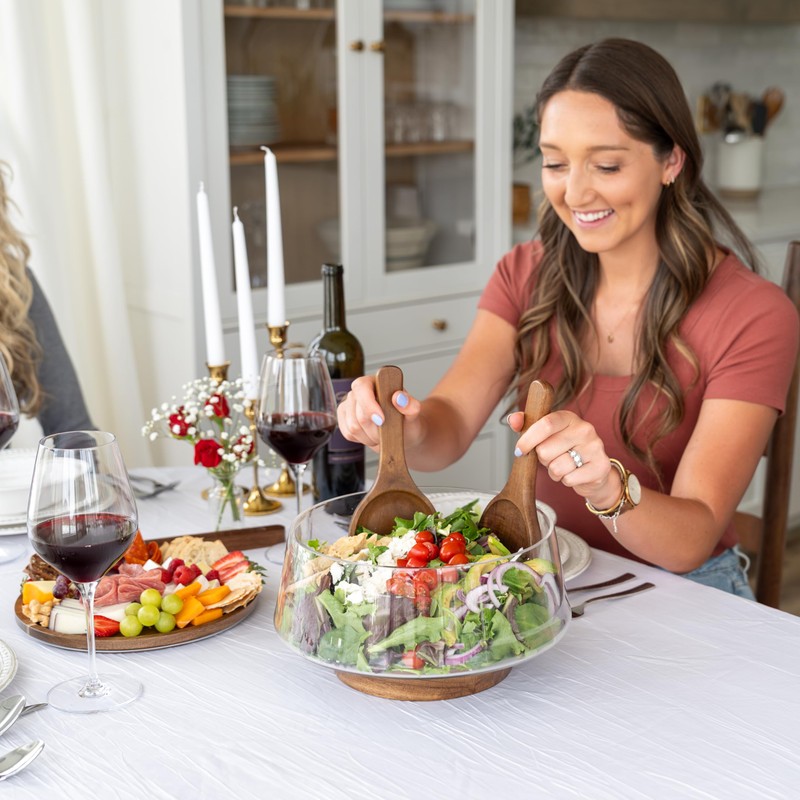 Oria Cook Large Glass Salad Bowl with Lid Set, 5.7