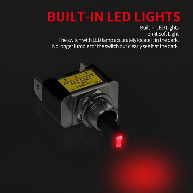 DaierTek 30 Amp Heavy Duty DC Toggle Switch, 12V 30A