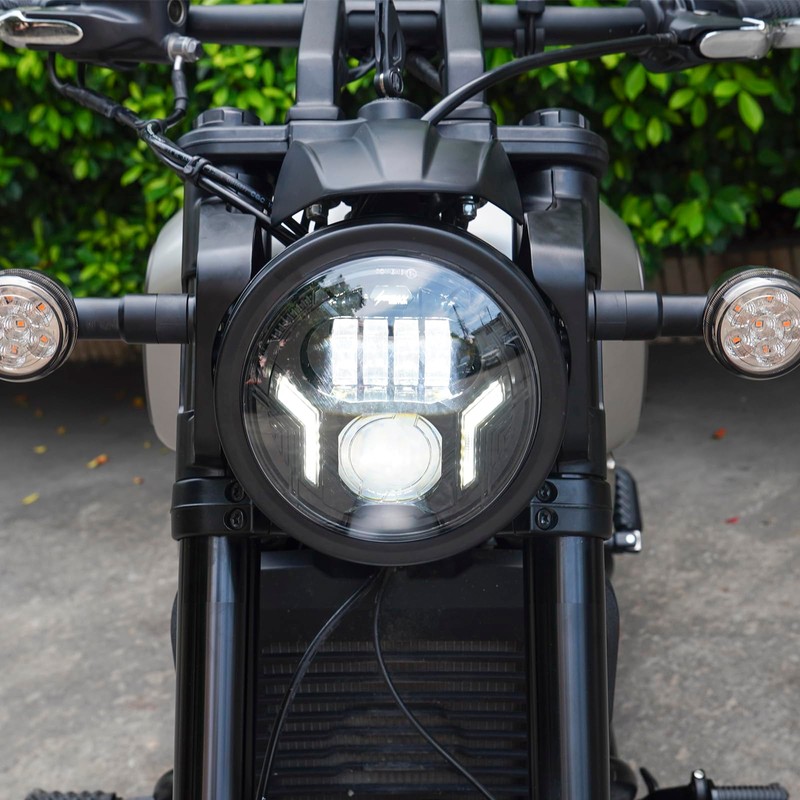SINLIRU 7inch Round Headligt 7" Motorcycle White DRL Amber Turn