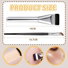 VONJUMA 2 Stück Ultra Thin Foundation Brush Foundation Makeup Pinsel Flacher Concealer Brush Flüssiger Puderpinsel Für Flüssige Foundation Cremige Oder Pudrige Mit 1 Präzisions Eyeliner Pinsel