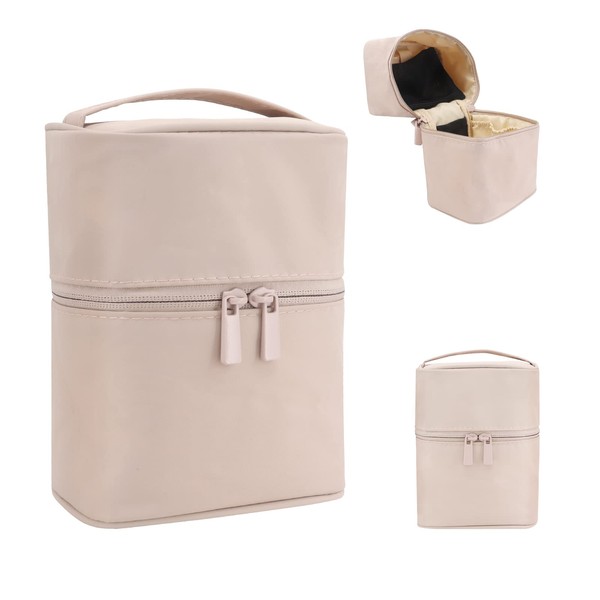 Bemodst Cosmetic Bag, Portable Cosmetic Bag, Large Capacity Travel Cosmetic Bag, Multifunctional Storage Bag, Removable, Waterproof Finishing Bag, Women's Gift (Black), pink