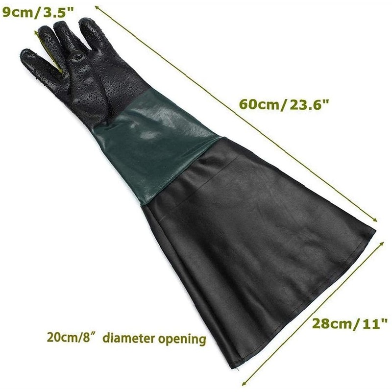 Rubber Sandblasting Gloves Anti-Slipping 60cm PVC Special Gloves for Sandblasting