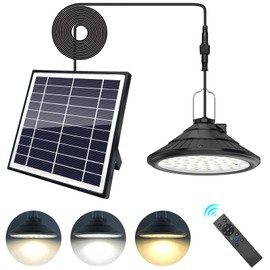 Qoolife Solar Lights for Outdoor Indoor Hanging 4500 mAh 3 Colour/4 Modes LED Solar Pendant Lights with Remote Control, IP66 Waterproof USB Charging Solar Lights Pendant Light for Outdoor Garden with 5 m Cable