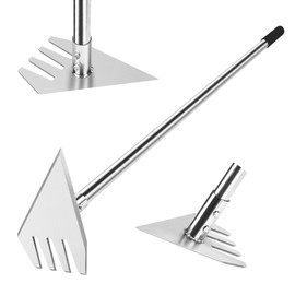 BARAYSTUS 4 in 1 Garden Tool Lengths Adjustable Garden Hoe Stainless Steel Blade Head Razor Sharp Garden Hoe Tool Heavy Duty for Loosening The Soil Weeding Digging Holes Length 56.3 Inch