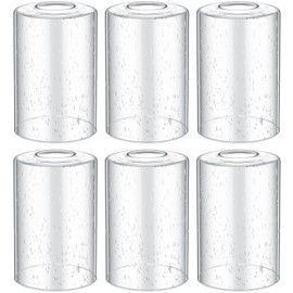Teenyyou 6 Pcs Clear Bubble Seeded Glass Shade Replacements for Pendant Light Fixtures Glass Lamp Shade Cover, 1-5/8 Inch Fitter E26 Base, 4"w x 6"h, Replacement Lamp Globe for Chandelier Wall Sconce
