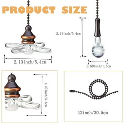 WOYTTSYSM Ceiling Fan Pull Chain, Fan Pull Chain Extender,Bulb and Fan Pattern Pull Chain Extension Fan Pull Chain Pendant 2PCS (ORB color)