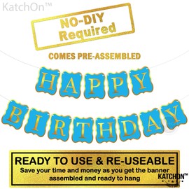 KatchOn, Light Blue Happy Birthday Banner - 10 Feet, NO DIY | Happy Birthday Sign for Backdrop | Happy Birthday Decorations | Light Blue Party Decorations | Light Blue Birthday Decorations
