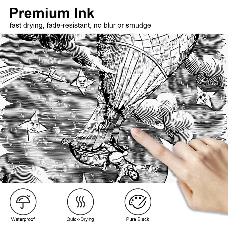 Marte Vanci Black Fineliner Pens, 10 Pack Technical Drawing Pens