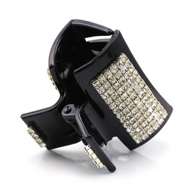 Pretty Black Hair Claw Jaw Pin Butterfly Clip Clear Pave Rhinestones Hair Styling Accessories for Women Teens