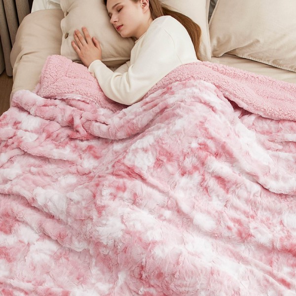 Bedsure Sherpa Fluffy Blanket King Size for Bed - Fleece