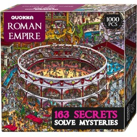 QUOKKA 1000 Piece Puzzle for Adults – Roman Empire Colosseum Jigsaw – Premium Thick Cardboard, Low-Glare Finish, 163 Hidden Mysteries, 2 Secret Envelopes for Immersive Experience