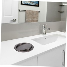 VICASKY Stainless Steel Recessed Trash Can Lid Flap Cover for Kitchen Bathroom Easy to Operate for Spaces for Cabinets Countertops Gunmetal Grey