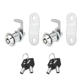 uxcell 1/8 Inch Cabinet Locks with Key, 2 Pack Cam Replacement Lock Cylinder Toolbox Lock Keyed Alike for RV Drawer Storage Cart Mailbox Compartment Door Tool Lock, Silver