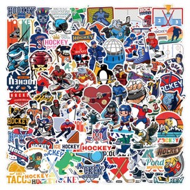 Ice Hockey Stickers 110 Pcs,Hockey Teams Logo Stickers Pack for Teens Adults,Waterproof Vinyl Hockey Stickers for Phone Laptop Flasks Water Bottle Luggage Cup Bike Car Notebook, Trendy Sports Decals