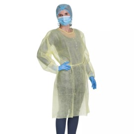 Disposable Isolation Gowns 10 Pack - PPE Disposable Protective Isolation Gown Suit, Yellow