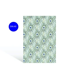 Rossi Handmade Notebook DIN A5 "Peacock Feathers" from Italy with 160 Pages (Thread-Bound) Colourful Blank Book Unlined Vintage Book with Pattern Suitable as a Diary, Sketchbook, Travel Diary