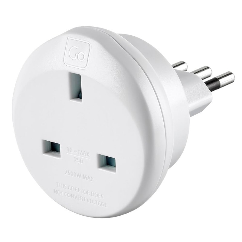 Go Travel UK to Italy Earthed Compact Travel Adaptor Convertor