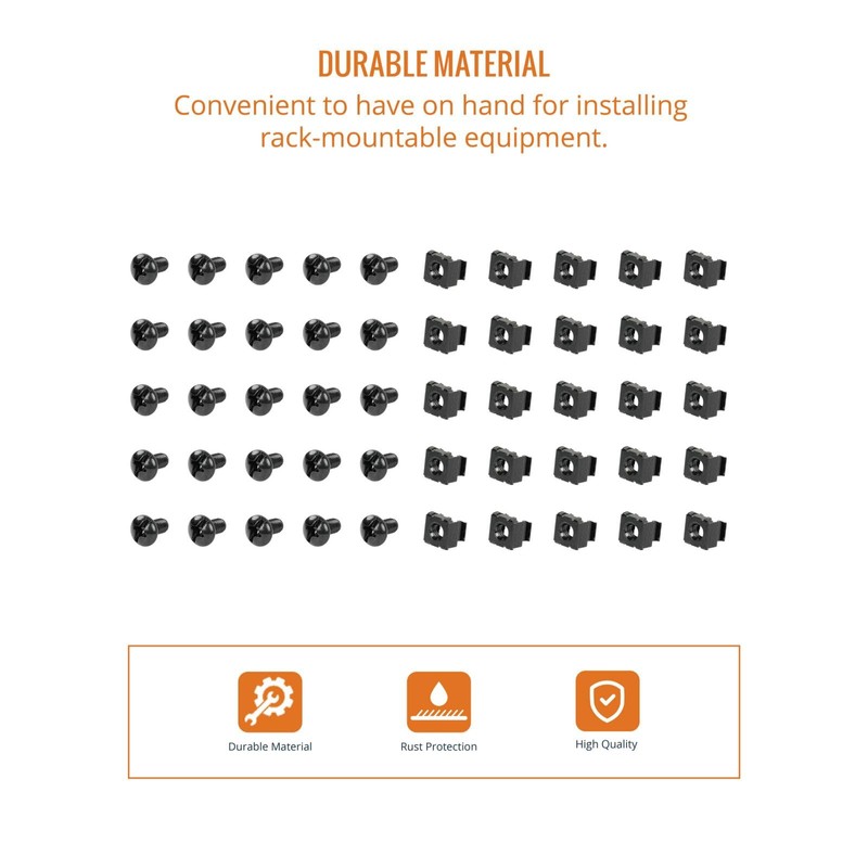 Tecmojo M6 Rack Screws & Cage Nuts - 25 Pack,