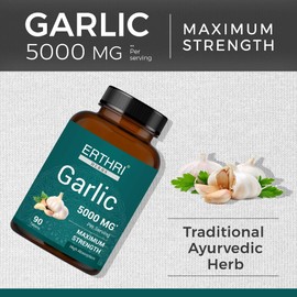 ERTHRI Odorless Garlic Fresh 750mg (90 Tablets), Herbal Supplement with Pure Extracts, No Preservatives & Gluten-Free, Made with Natural Ayurvedic Formula-Pack of 1 (90 Count)