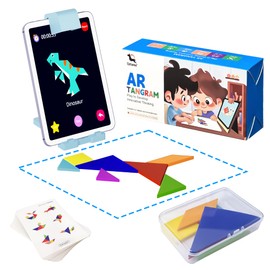 Qxtamo® Innovative AR Tangrams Puzzles Games, 1000+ Animated Sensory Toys, Learning Education STEM Toys Family Travel Games Birthday Present for Kids Children Boys Girls Teens Adults, Ages 3+ Year Old