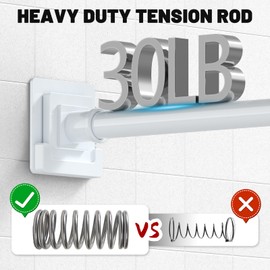UIOSANRT White Shower Curtain Rod 31-79 inches, Stainless Steel Shower Rod & Tension Rod, Adjustable Tension Shower Curtain Rod for Bathroom, Windows, Closet