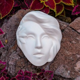 PotteryPie Lady Mask With Flower 8" IN STOCK Ceramic Bisque Ready To Paint Pottery
