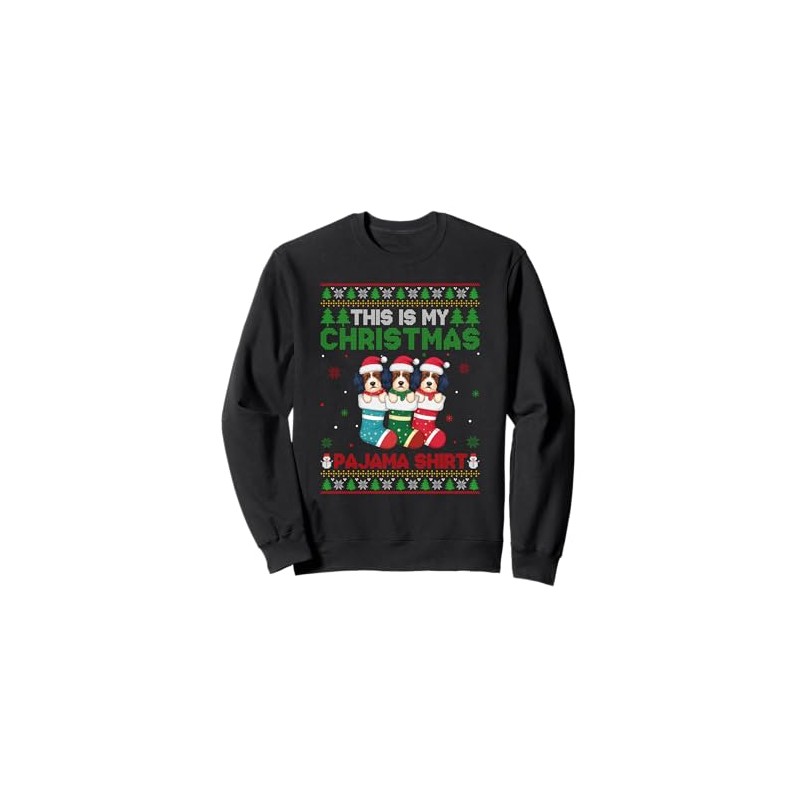 Havanese Dog in Christmas Socks Ugly Sweater Xmas Pajama Sweatshirt