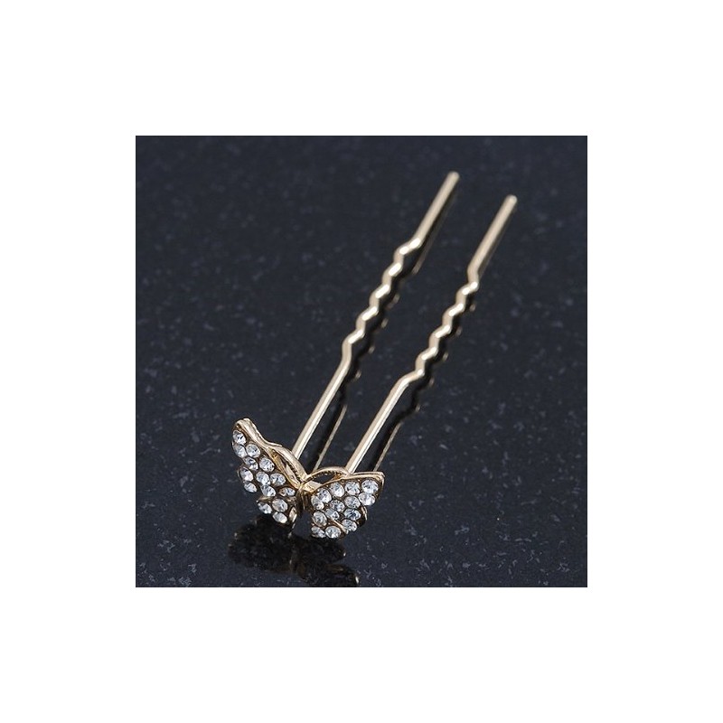 Bridal/Wedding/Prom/Party Set Of 6 Gold Plated Crystal 'Butterfly' Hair Pins