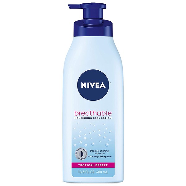 NIVEA Breathable Nourishing Body Lotion Tropical Breeze No Sticky Feel, Normal To Dry Skin, 13.5 Oz, 1 Count