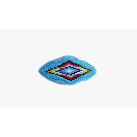Handmade Beaded French Hair Barrette Inspired By Native American Seed Beads hair Barrette for women, Hair accessory (Sky-Blue (Geometric))