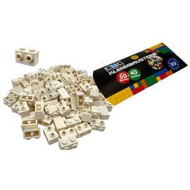 CMC imports 50 Clamping Blocks Bricks Modified Building Blocks Modified 1 x 2 Nubs 2 KNOB Compatible 11211 (713 - White)