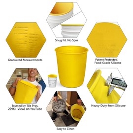 2PCS 5 Gallon Bucket Liner with Lid Reusable Silicone Bucket Saver Liners for Concrete Mix and Thinset, Heavy Duty with Graduated Markings(5 Gallon,Yellow)