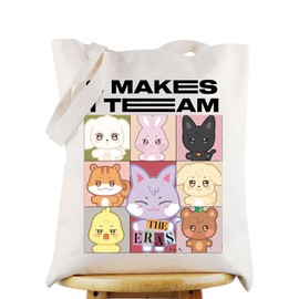 WZMPA AT EEZ Group Canvas Tote Bag K-Pop Music Lover Gift 8 Make 1 Team Shopping Grocery Bag Korean Band Merchandise, 8 Make 1 Team Tg, L