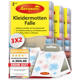 Aeroxon Clothes Moth Trap - Effective Moth Protection for Wardrobe and Storage in Pack of 3 - Fights Clothes Moths and Protects Clothes in the Long Term